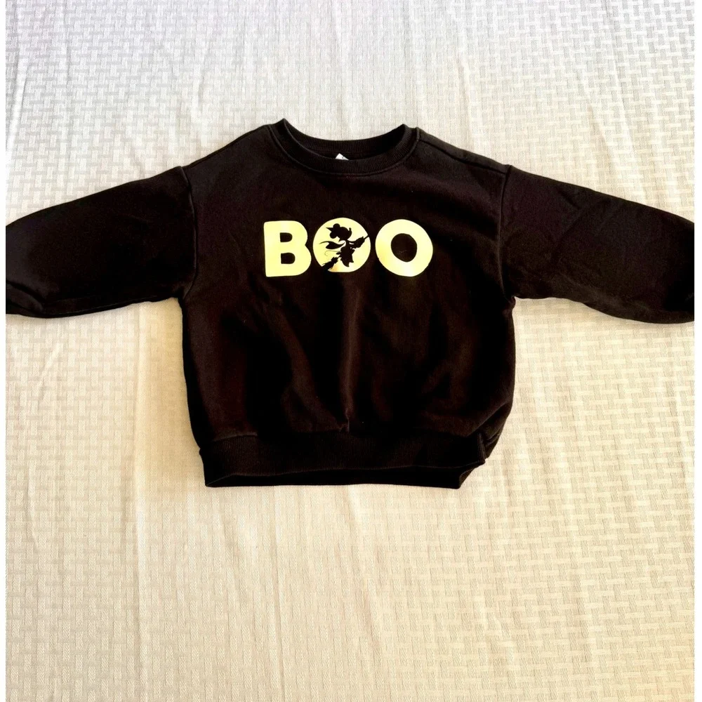 Old Navy Disney Halloween Mickey Mouse Boo Sweatshirt Black Toddler 2T Spooky